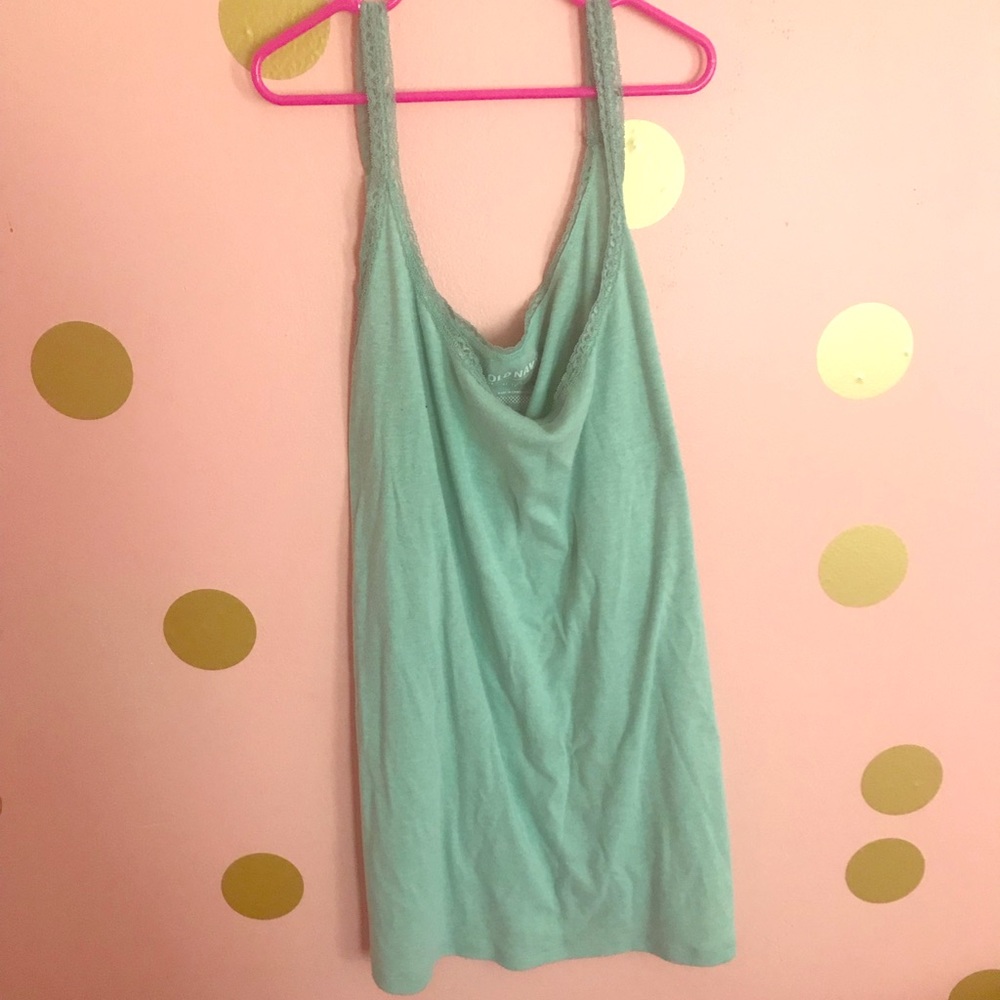 Old navy mint green lace trim tank 😍
